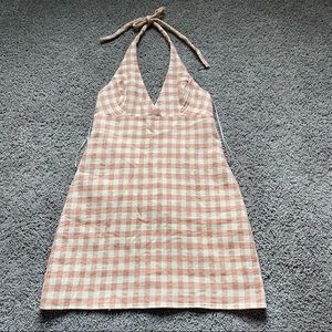 zara orange plaid halter dress